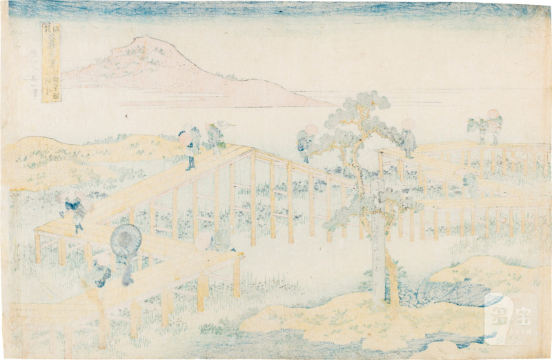 Katsushika Hokusai (1760-1849) | Old View of the Eight-part Bridge at Yatsuhashi in Mikawa Province (Mikawa no Yatsuhashi no kozu) | Edo period, 19th century - 图2